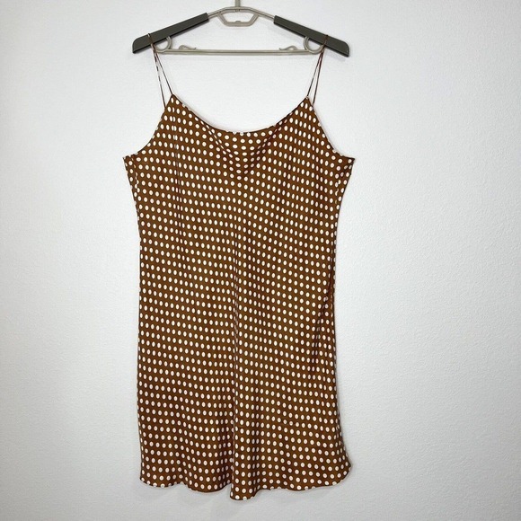 J. Crew Brown White Polka Dot Gwen Sleeveless Cupro Slip Dress Plus Size 18 NWT - Picture 4 of 14